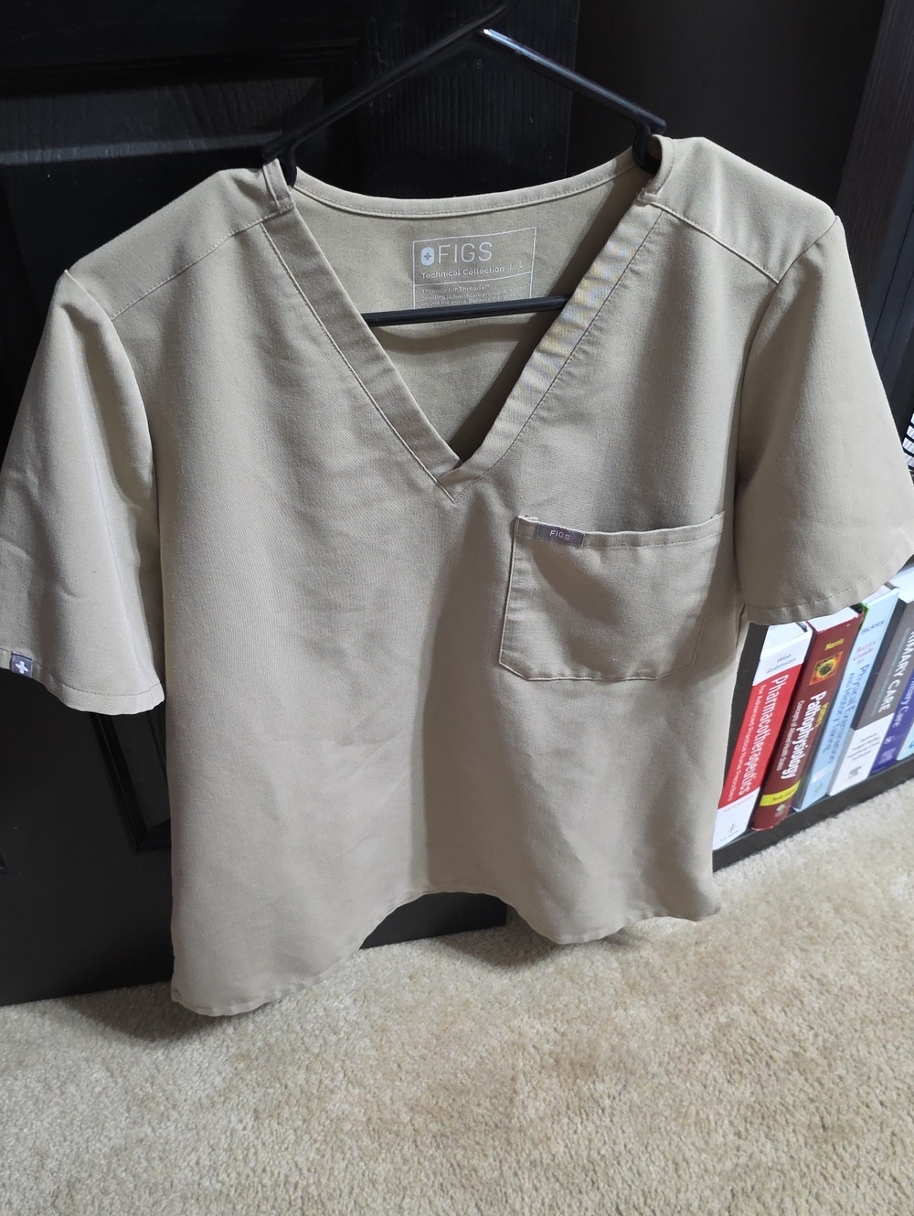 Figs Catarina V-Neck Scrub Top in Khaki